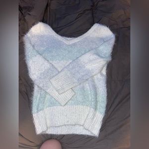 fuzzy striped sweater